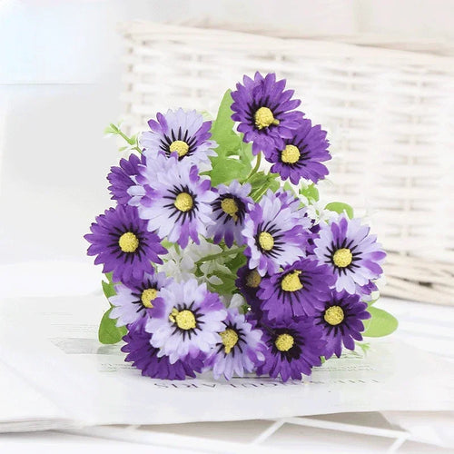 bouquet de marguerites en soie pour décoration florale artificielle - vue 8 sur 10