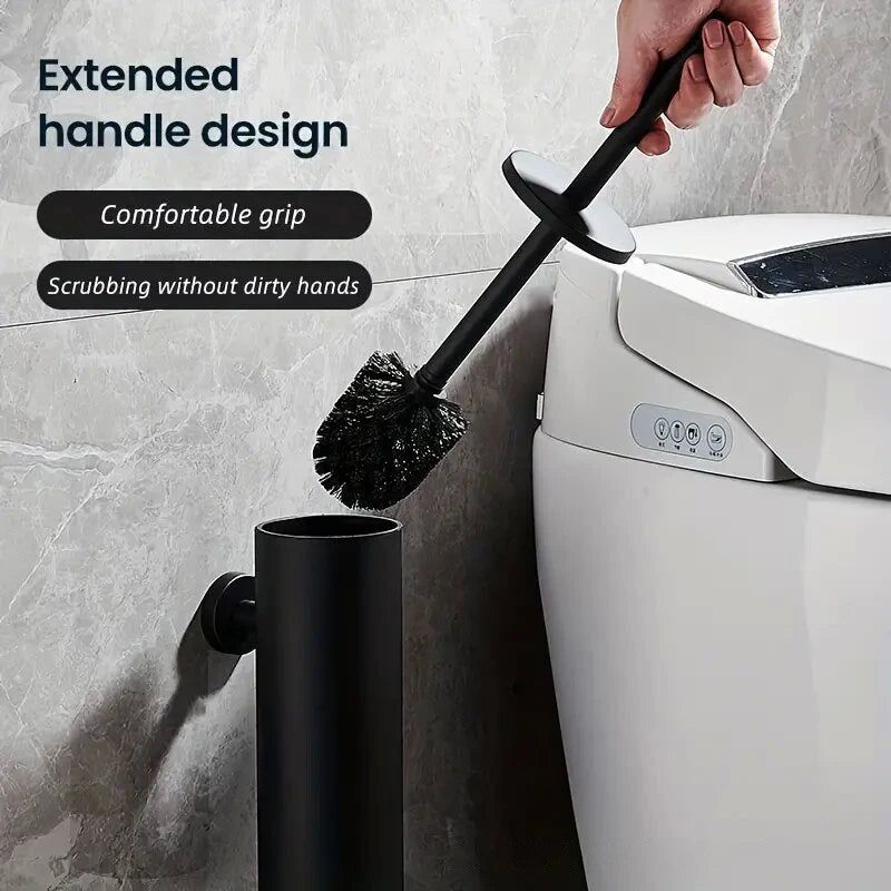 brosse de nettoyage en inox avec support mural pour salle de bain - vue 4 sur 13