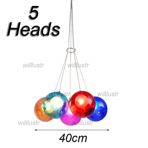 Mouth-blown glass pendant with colourful bubbles for hotel, boutique or nursery - vue 17 sur 24
