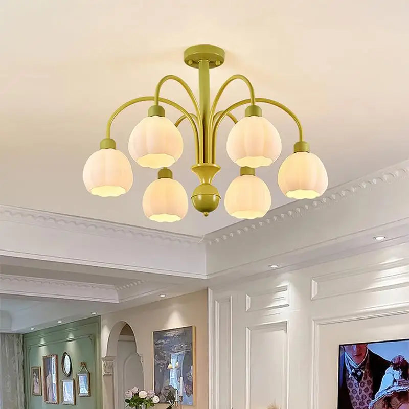lustre verre lait blanc led chambre intérieure vert