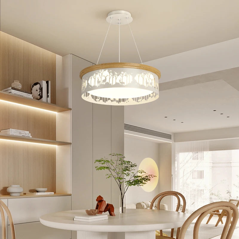 lustre led minimaliste rondin moderne romantique pour restaurant - vue 4 sur 12