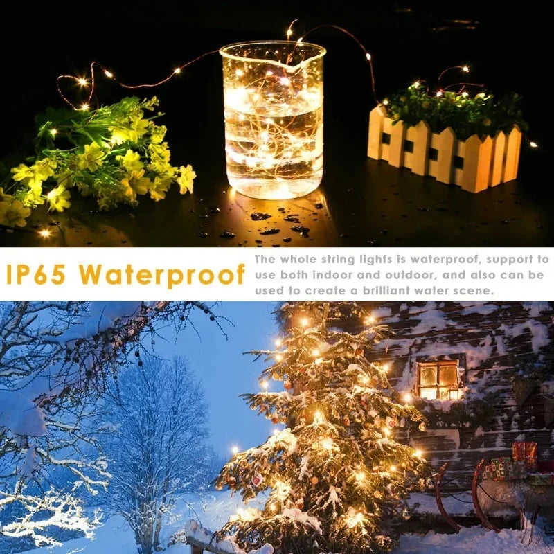 guirlande lumineuse led en fil de cuivre pour décorations festives - vue 5 sur 14
