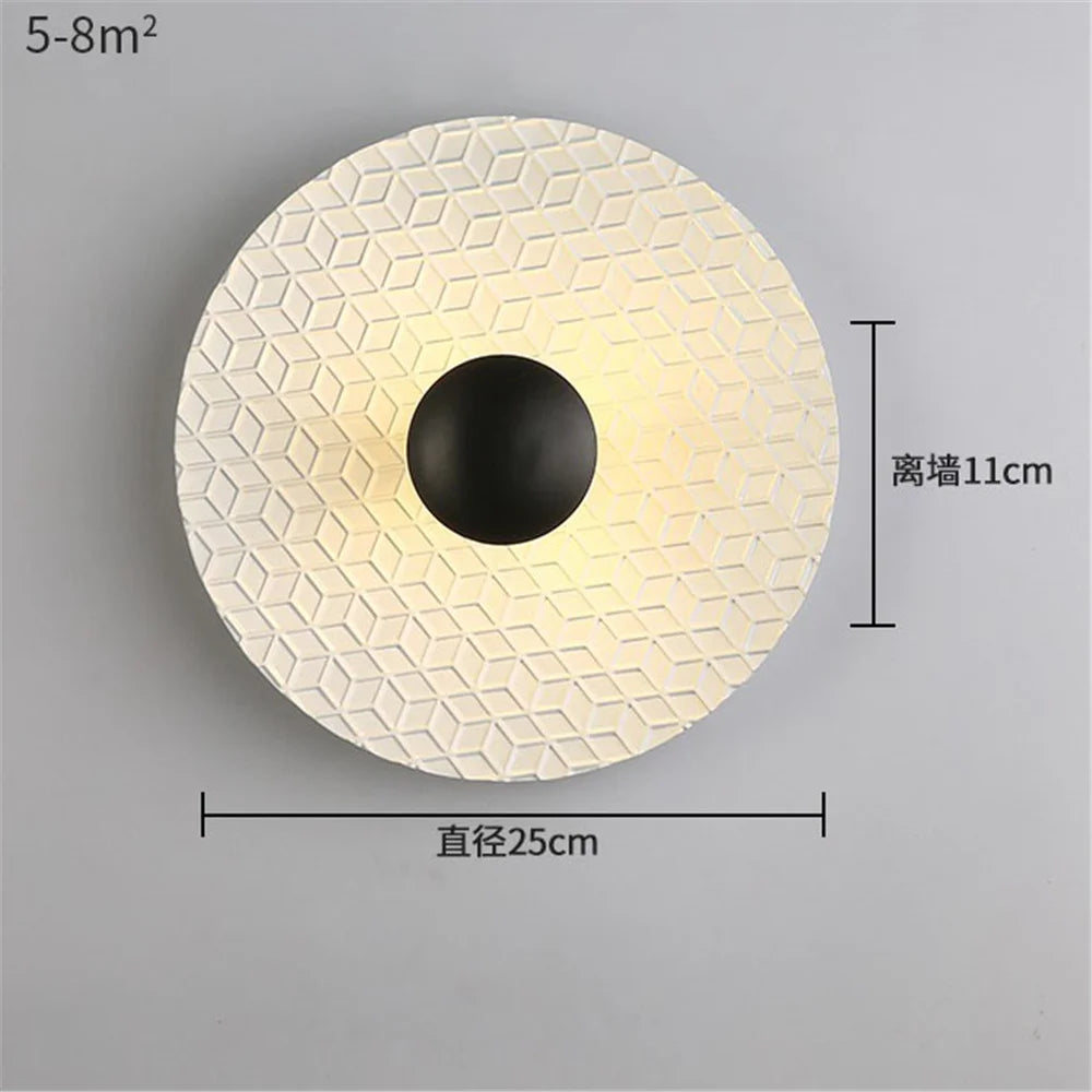 applique murale LED ronde en métal nordique décoratif pour intérieur moderne - vue 18 sur 23