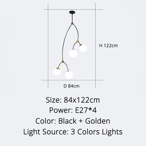 Modern minimalist nordic molecular design chandelier - vue 13 sur 12