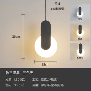 Modern geometric LED acrylic moon pendant light