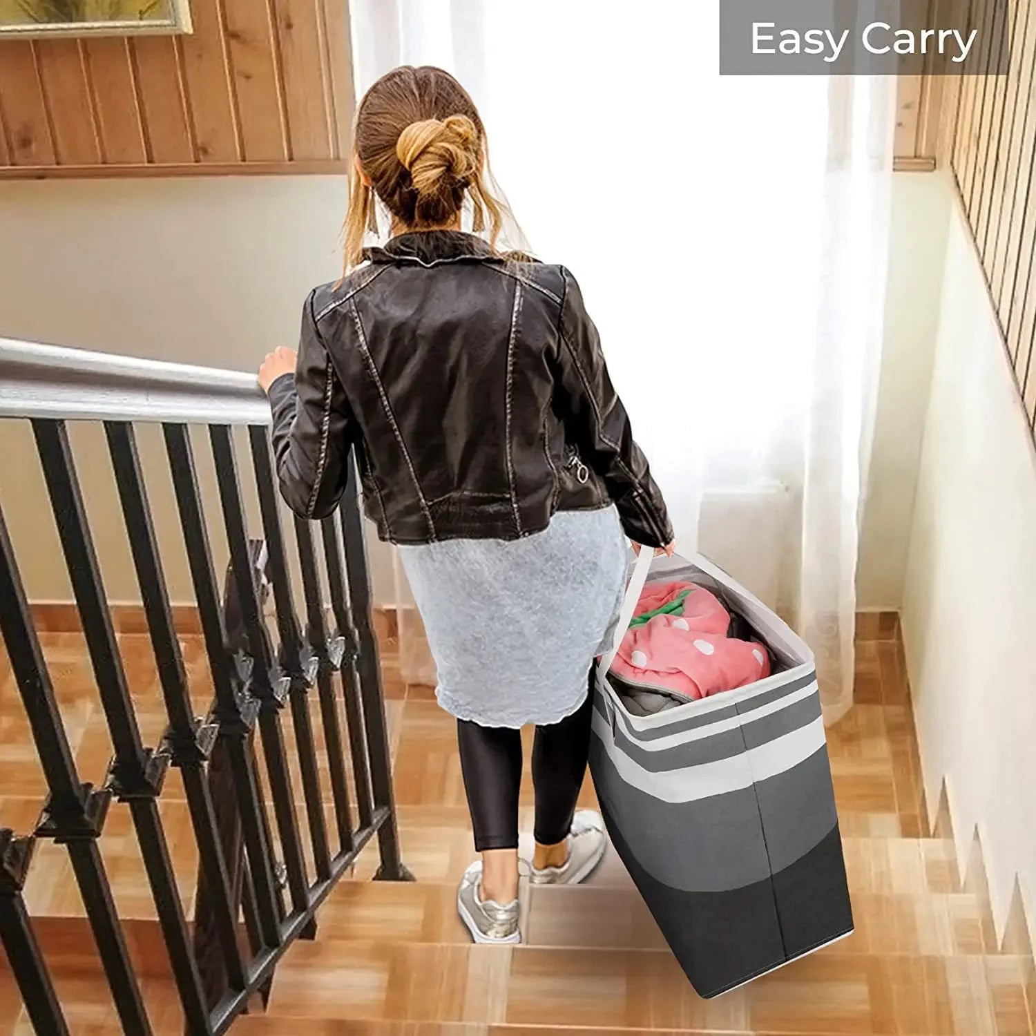 panier à linge pliable en tissu imperméable grande capacité - vue 5 sur 8
