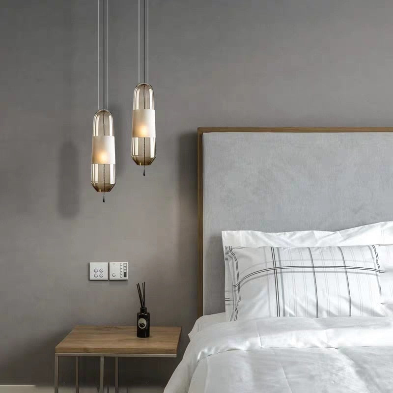 Suspension design LED avec abat-jour en verre Favia - vue 2 sur 10