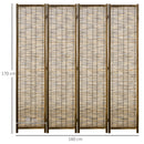 HOMCOM 4 panel folding wooden and Reed 160x1.8x170 cm Natural