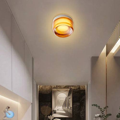 Minimalist glass nordic style LED ceiling light for interiors - vue 3 sur 13