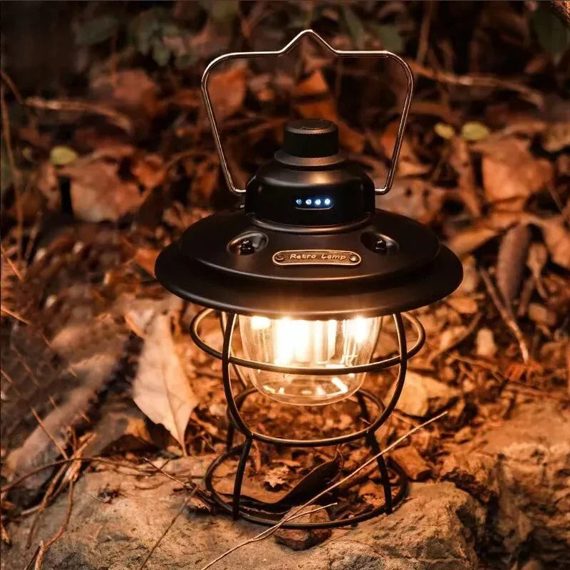 lanterne rétro vintage portable pour camping et jardin - vue 5 sur 9