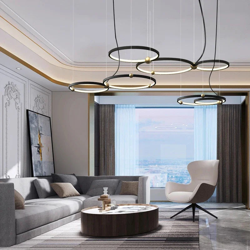 suspension à LED en anneau rond pour décoration moderne - vue 4 sur 8