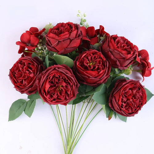 bouquet de roses artificielles en soie pour décoration intérieure
