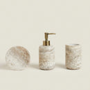 ensemble d'accessoires en travertin wabi-sabi pour salle de bain