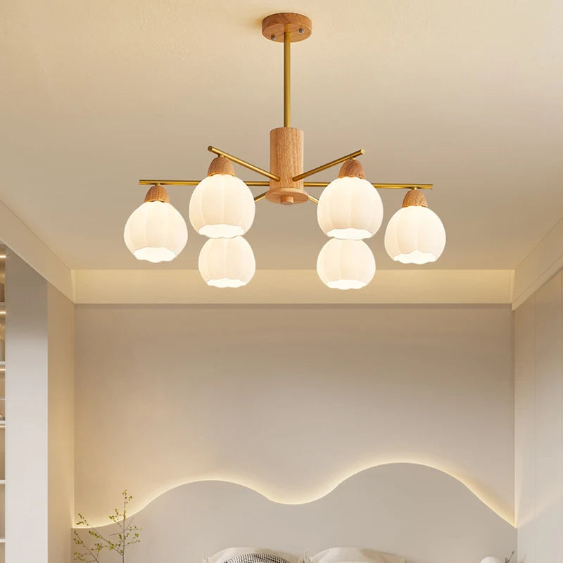 lustre en bois crème pour décoration moderne et style contemporain - vue 3 sur 10