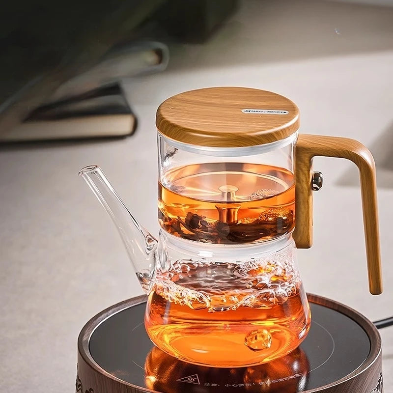 Théière magnétique flottante en verre avec séparateur thé - vue 5 sur 7