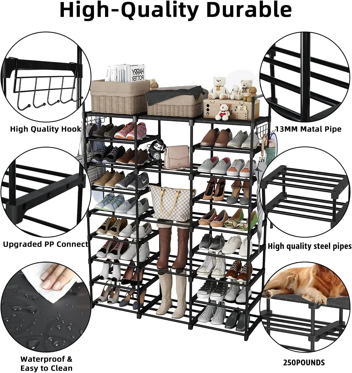 Zapatero de 9+5+9 Niveles, Organizador para Zapatos y Juguetes, para 50 a 55 Pares - vue 4 sur 6
