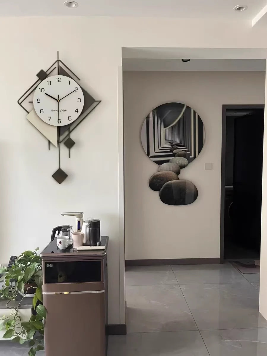 New Design Creative Wall Art Clock, Silent Pendulum Clock, Living Room Wall Decor Clocks, Metal Home Wall Decorations, Large - vue 4 sur 8
