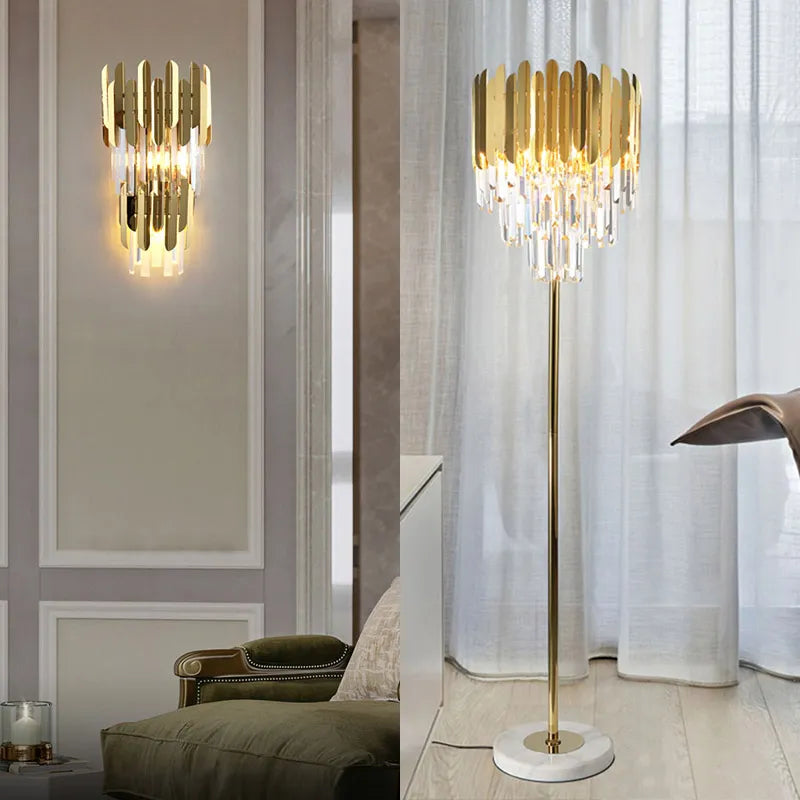 Applique murale LED en cristal doré moderne - vue 2 sur 18