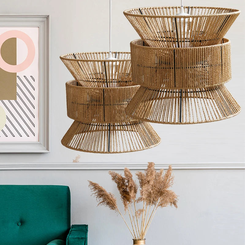 Lustre en corde de papier de Style japonais Wabi-sabi - vue 3 sur 6