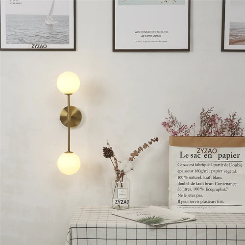 Applique murale post-modernes LED applique murale en verre Simple doré avec ampoule G9 nordique créative chambre salon allée lampe de chevet - vue 4 sur 10
