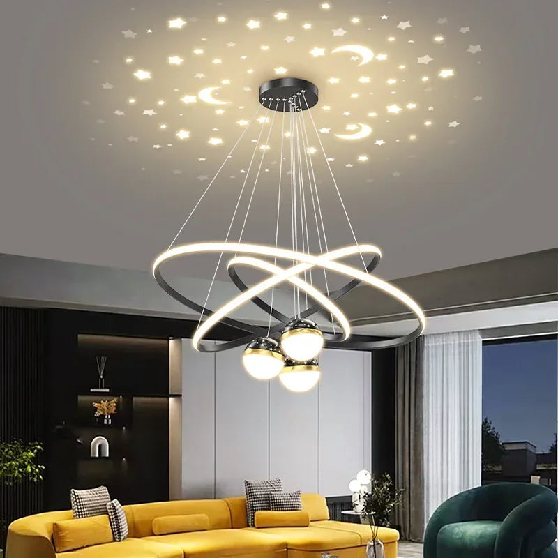 lustre led moderne ciel étoilé pour décoration intérieure - vue 3 sur 14