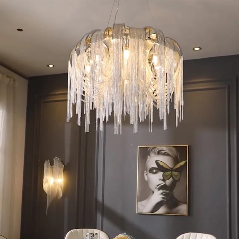 lustre postmodern luxe créatif gland aluminium pour hôtel - vue 4 sur 8