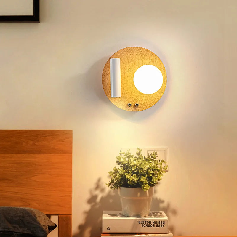 applique murale led en bois massif simple lampe décorative d'étude à haricots magiques - vue 3 sur 12