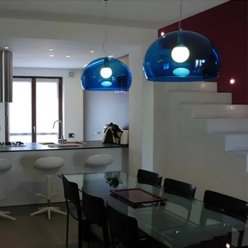 Italian Designer Dome Pendant Lamp Colorful Acrylic Chandelier Ceiling Suspenion Hanging Light with E27 Bulb - vue 5 sur 19