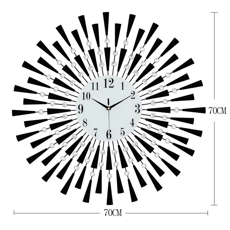 Crystal Sun Modern Style Silent Wall Clock 38X38/60X60/70X70cm, New Product Living Room Office Home Wall Decoration - vue 11 sur 14