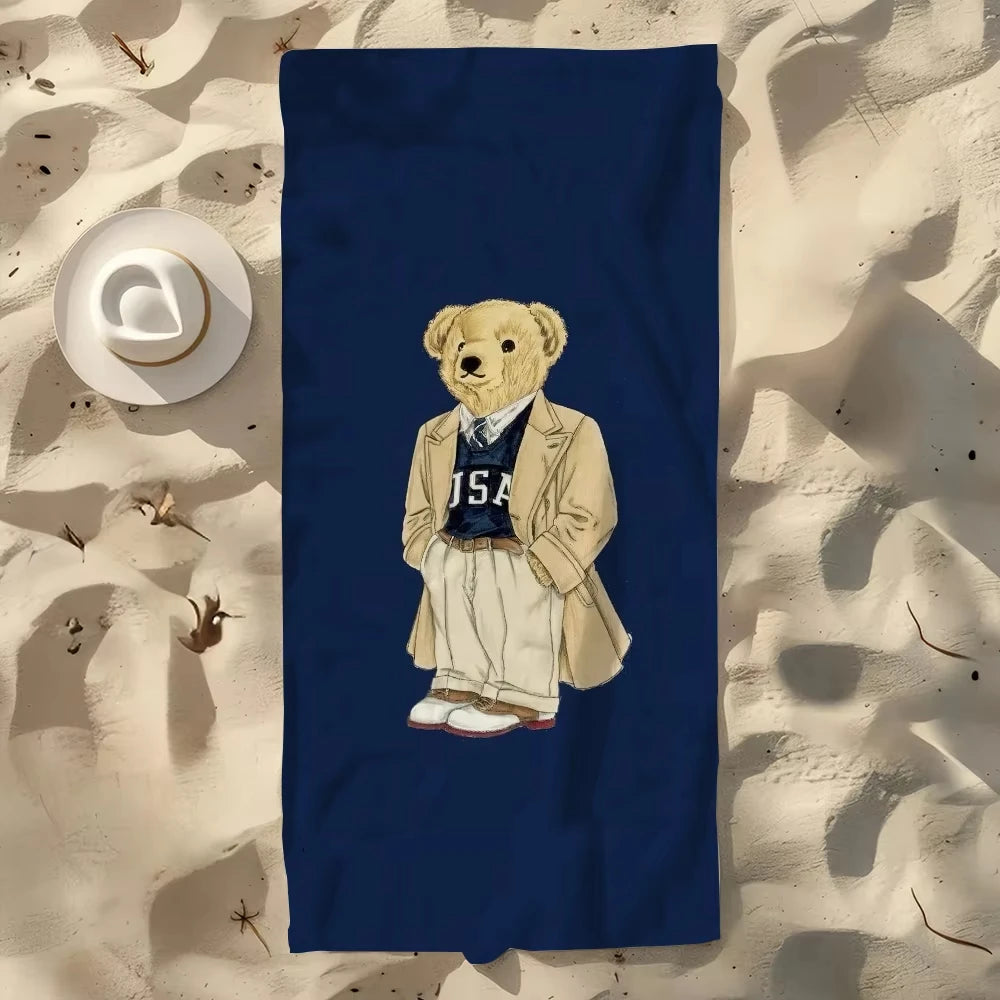 serviette de plage anime ours sechage rapide portable - vue 4 sur 5