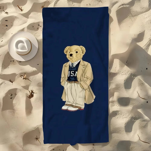 Serviette de plage séchage rapide motif oursons anime