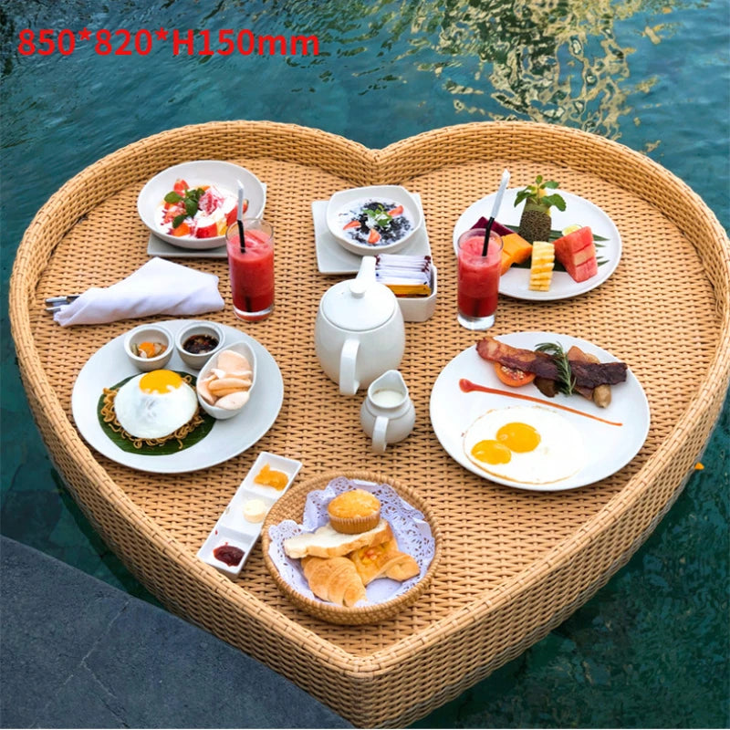 plateau en rotin nordique pour fruits et boissons de piscine - vue 17 sur 22