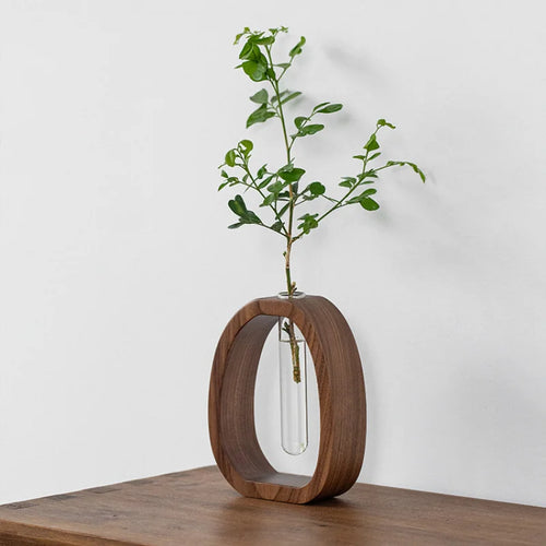 ustensile floral en bois massif vase en verre pour plantes en eau - vue 2 sur 7