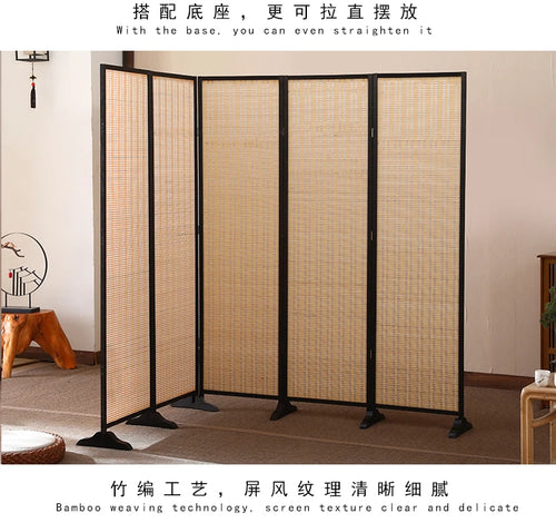 Living room partition screen, simple folding bedroom, shelter, mobile home, simple modern Chinese and Japanese style solid wood - vue 3 sur 7