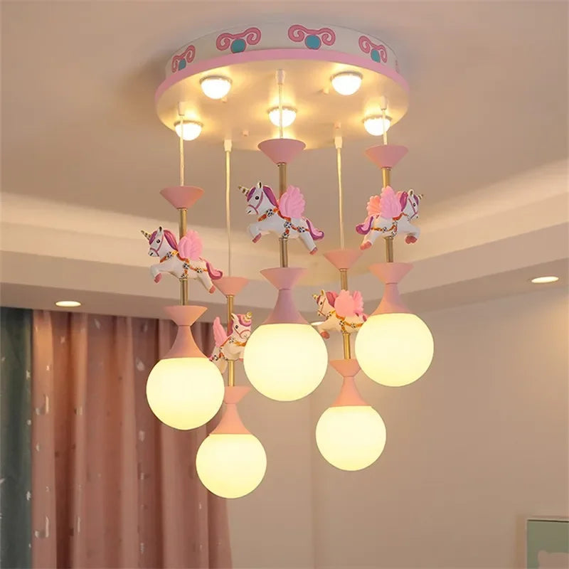 Lustres de chambre d'enfants plafonnier mignon fantaisie moderne lampe à LED créative avec animal salon filles chambre lumière - vue 3 sur 12