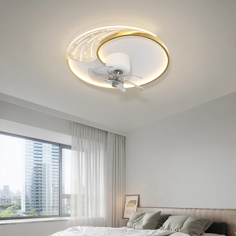 plafonnier moderne avec ventilateur et éclairage intelligent mobile - vue 6 sur 8