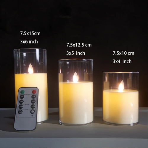 3pcs/set USB Rechargeable Led Pillar Candle,Flameless Remote control,Timer LED Candle Light table decorative,Christmas Candles - vue 3 sur 7