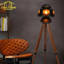 lampadaire industriel vintage en bois massif réglable pour intérieur