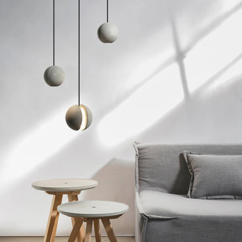 suspension ronde en ciment style vintage pour intérieur - vue 4 sur 14