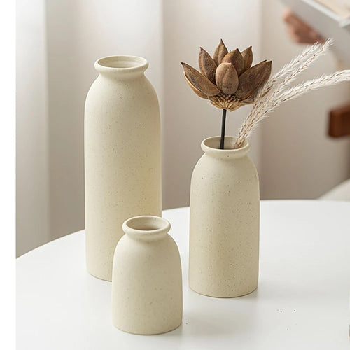 Ceramic Vase,Small Vases for Decor,Set 3 Modern Boho Vases for Flower Pampas,Fit for Living Room Desk Shelf Decor - vue 3 sur 10