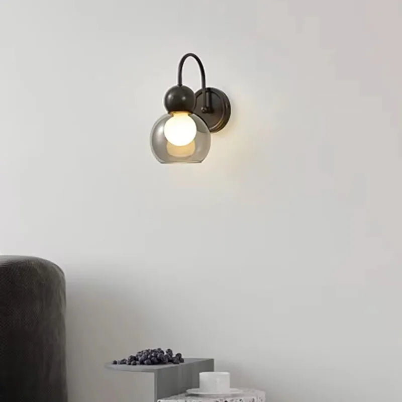 Applique murale moderne en verre et cuivre pour foyer