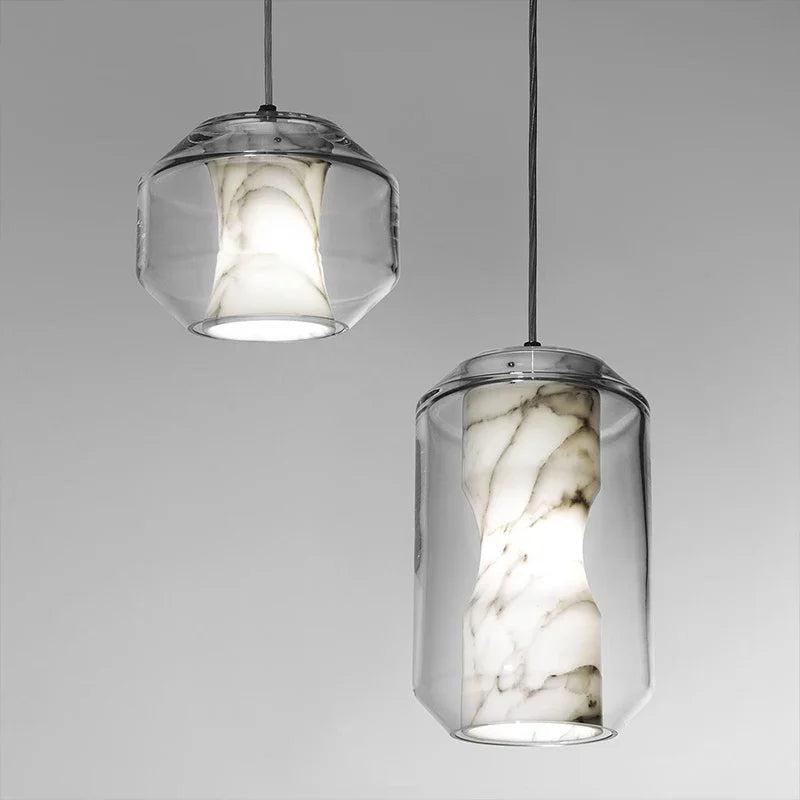 lustre en verre naturel design nordique pour décoration intérieure - vue 3 sur 8