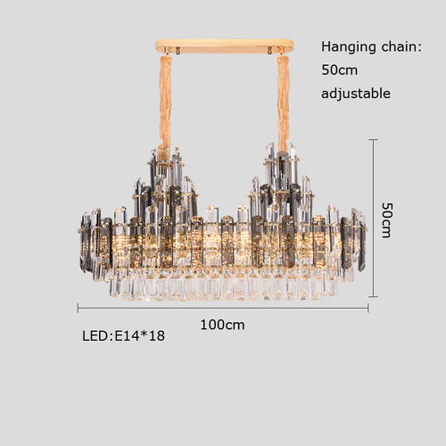 suspension à led en cristal design luxueux avec variateur d'intensité