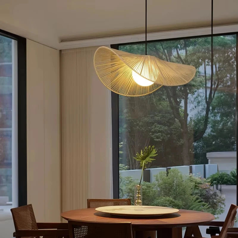 suspension japonaise en rotin style wabi sabi pour décoration moderne