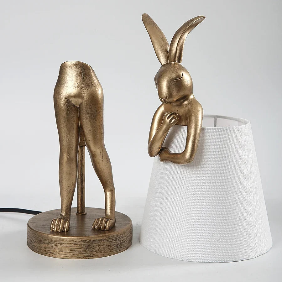 lampe de bureau lapin en résine design rétro pour décoration intérieure - vue 5 sur 12