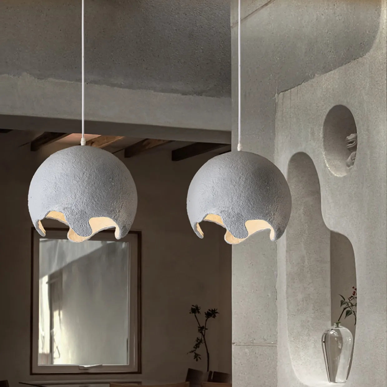 Nordic Wabi Sabi minimalist Japanese design LED chandelier for bar and restaurant - vue 2 sur 13