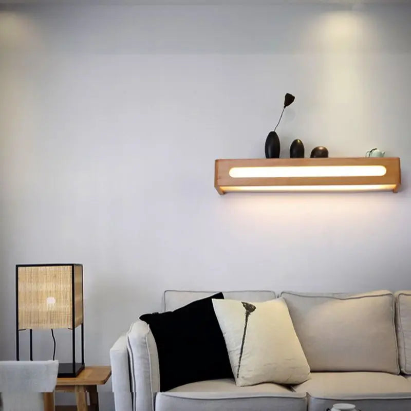 Applique murale LED en bois massif à longue bande de style nordique - vue 7 sur 9