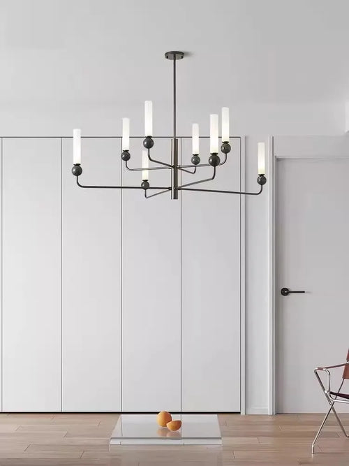 Vintage luxury marble and copper LED pendant chandelier - vue 5 sur 10