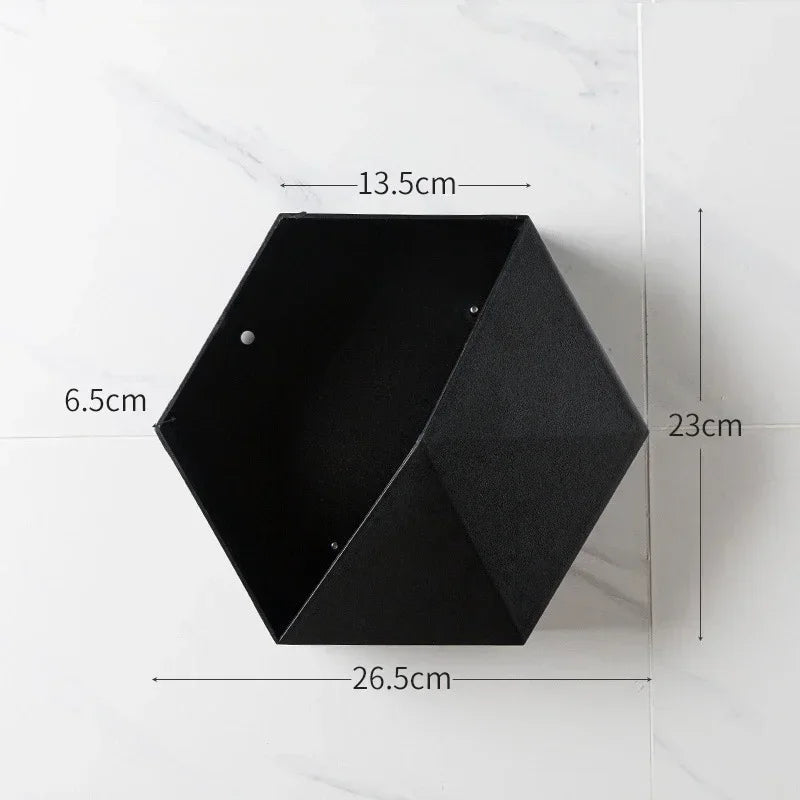 support mural en bois hexagonal pour livres et décorations - vue 7 sur 12