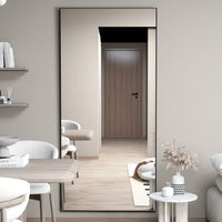 CASSILANDO Full Length Mirror 65" * 24 ", Floor Standing Mirror,  Black Metal Frame Mirror， Full Body Mirror
